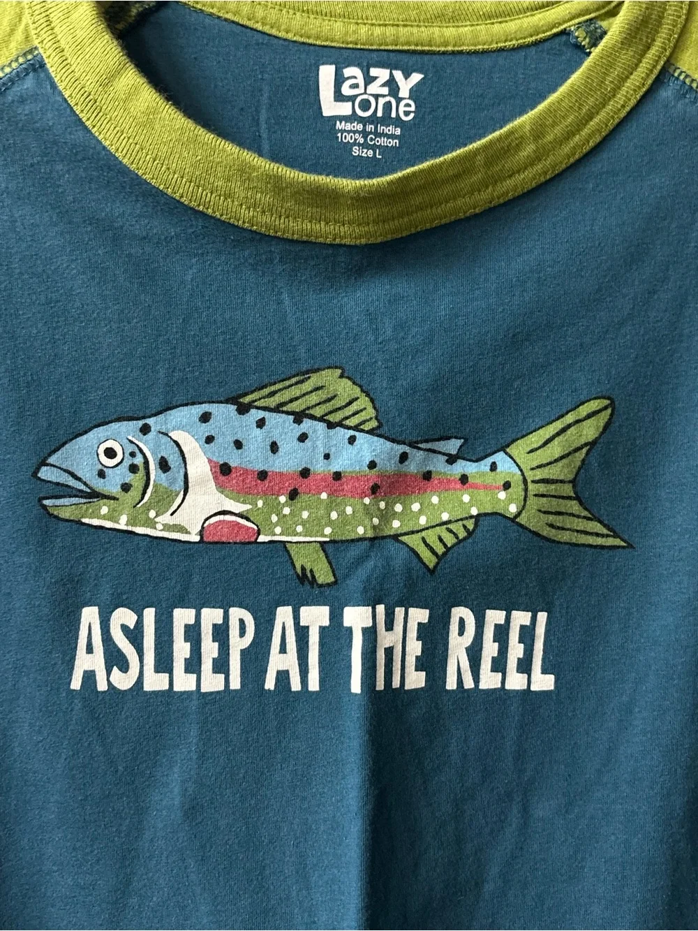 Lazy One Blue & Green 'Asleep at the Reel' Women's Pajama Set